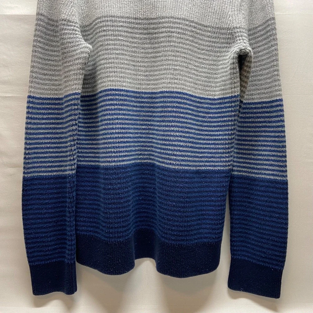 Express Sweater Men's XL Blue Grey Strip Shawl Neck Cotton Blend Stretch EUC
